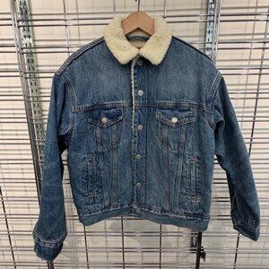 Aritzia Denim Forum “Francoise” Sherpa Denim Jacket – My Bleu L’Amour – Size XXS